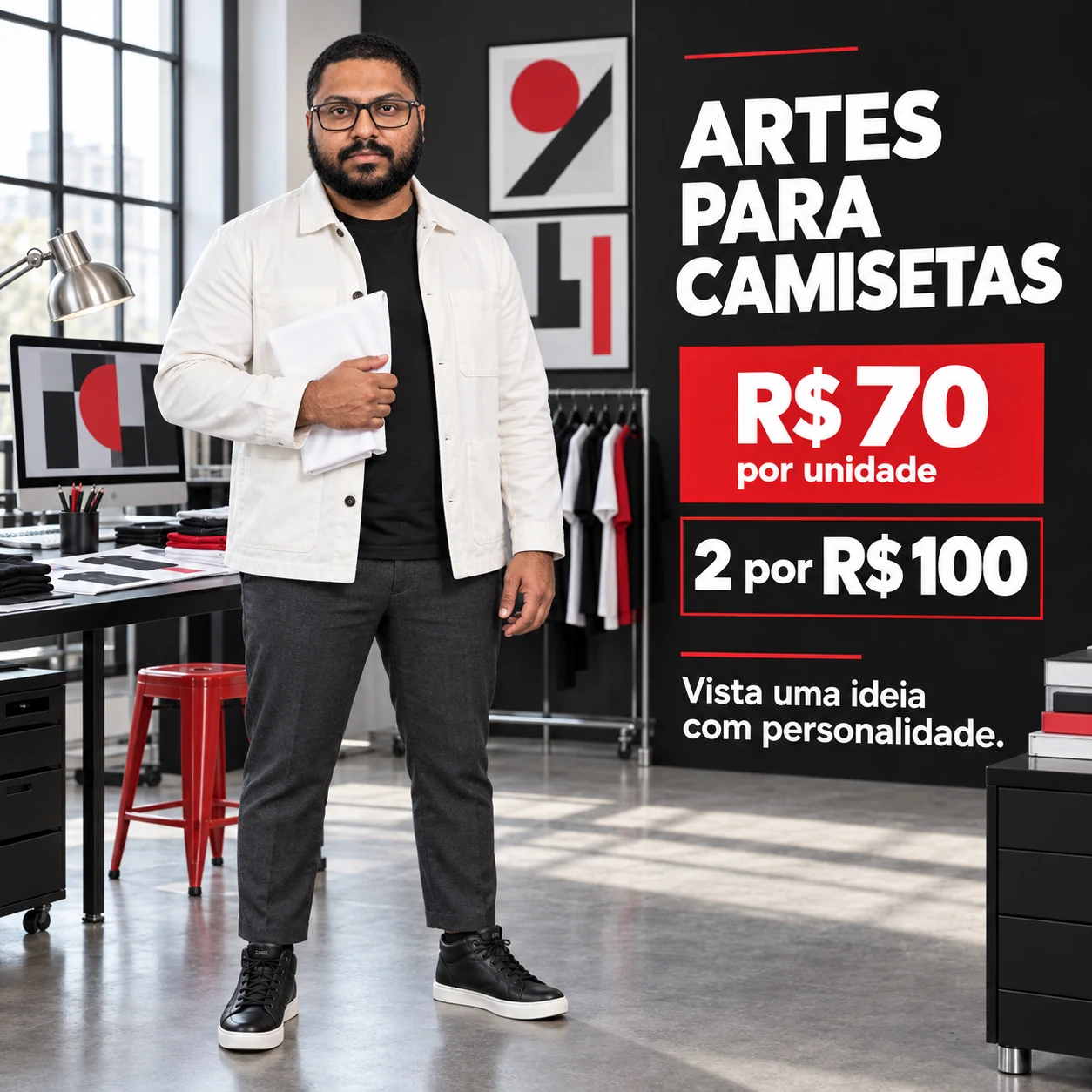 Artes para camisetas — R$ 70 por unidade ou 2 por R$ 100