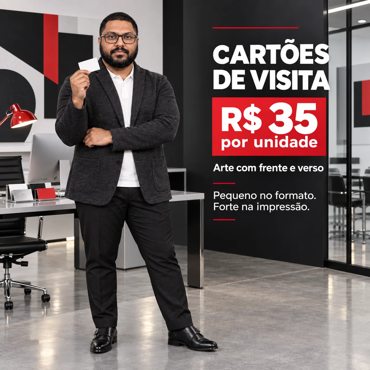 Cartões de visita — R$ 35 por unidade, frente e verso