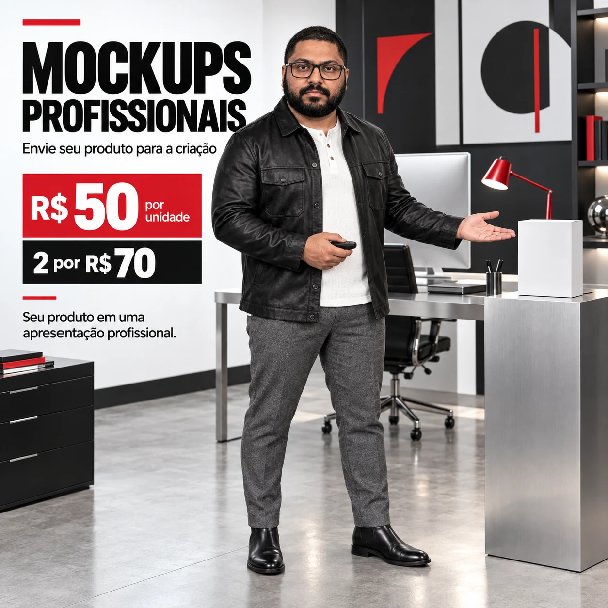 Mockups profissionais — R$ 50 por unidade ou 2 por R$ 70